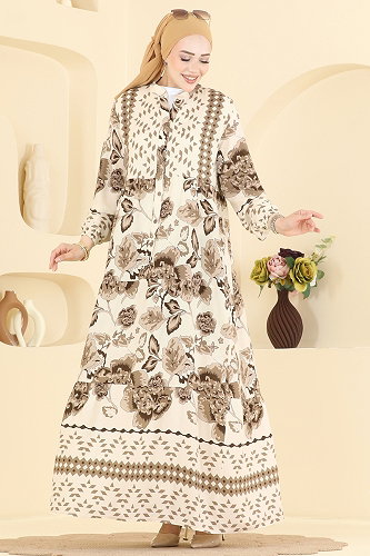 moda selvim Dress 5572ZNNK1102 Brown - Thumbnail