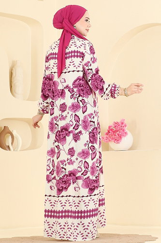 moda selvim الفستان أرجواني 5572ZNNK1102 - Thumbnail