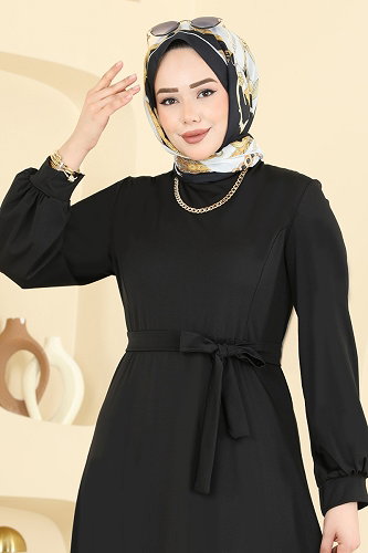 moda selvim Dress 5573ZNNK1102 Black - Thumbnail