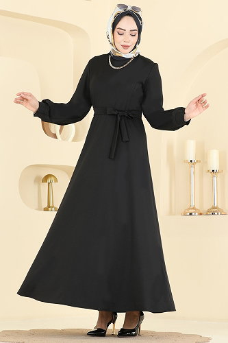 moda selvim الفستان أسود 5573ZNNK1102 - Thumbnail