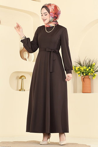 moda selvim Dress 5573ZNNK1102 Brown - Thumbnail