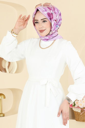 moda selvim Dress 5573ZNNK1102 Ecru - Thumbnail