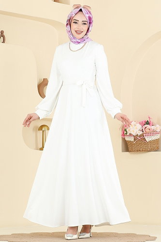 moda selvim Dress 5573ZNNK1102 Ecru - Thumbnail