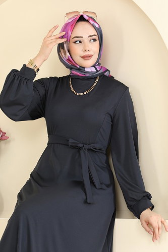 moda selvim الفستان رمادي غامق 5573ZNNK1102 - Thumbnail