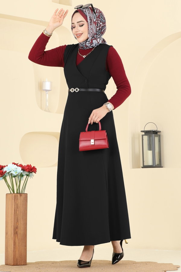 Modaselvim Jile فستان بلا اكمام أسود 5574ZNNK1102