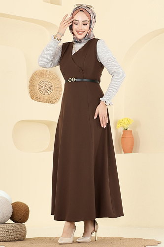 moda selvim DRESS 5574ZNNK1102 Brown - Thumbnail