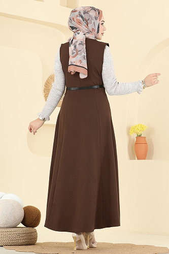 moda selvim DRESS 5574ZNNK1102 Brown - Thumbnail