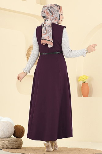 moda selvim DRESS 5574ZNNK1102 Damson - Thumbnail