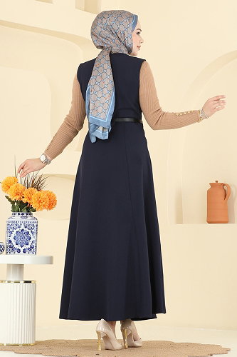 moda selvim DRESS 5574ZNNK1102 Navy Blue - Thumbnail