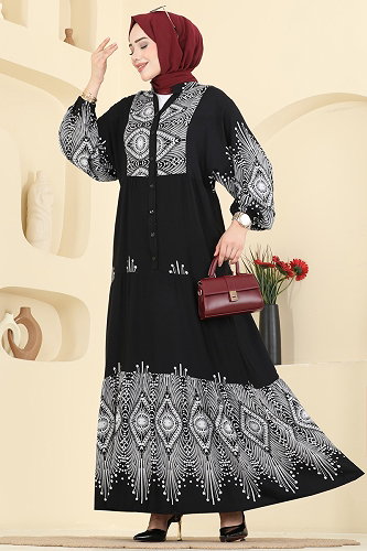 moda selvim الفستان أسود 5575ZNNK1102 - Thumbnail