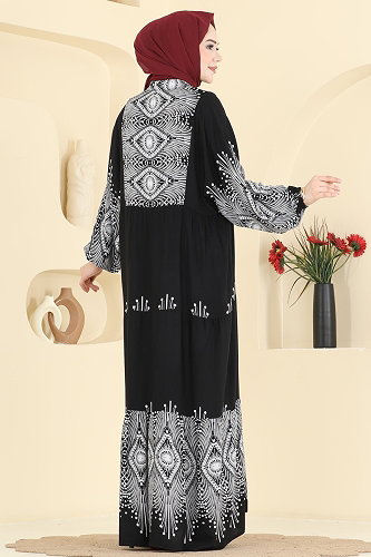 moda selvim الفستان أسود 5575ZNNK1102 - Thumbnail