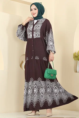 moda selvim Dress 5575ZNNK1102 Brown - Thumbnail