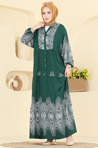 moda selvim الفستان زيتي 5575ZNNK1102 - Thumbnail