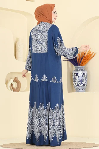 moda selvim Dress 5575ZNNK1102 Indigo - Thumbnail