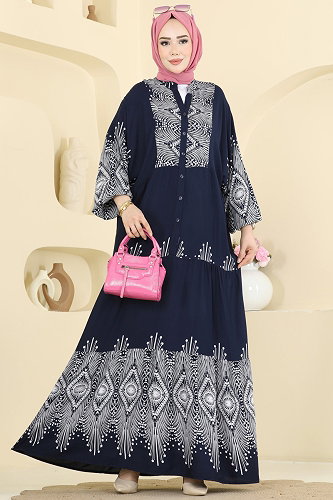 moda selvim Dress 5575ZNNK1102 Navy Blue - Thumbnail
