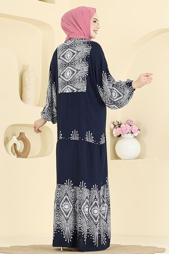 moda selvim Dress 5575ZNNK1102 Navy Blue - Thumbnail