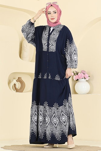 moda selvim الفستان كحلي 5575ZNNK1102 - Thumbnail