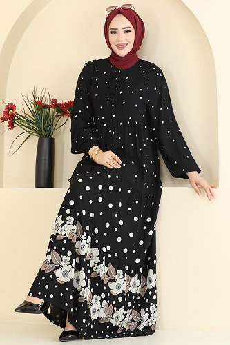 moda selvim الفستان أسود 5576ZNNK1102 - Thumbnail