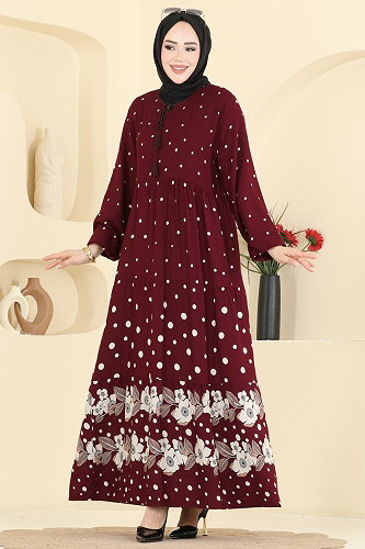 moda selvim الفستان خمري 5576ZNNK1102 - Thumbnail