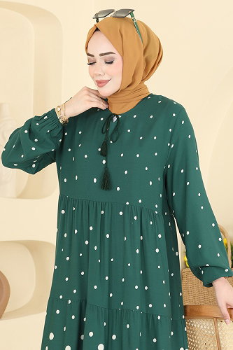 moda selvim Dress 5576ZNNK1102 Emerald - Thumbnail