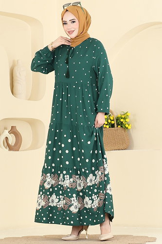 moda selvim Dress 5576ZNNK1102 Emerald - Thumbnail