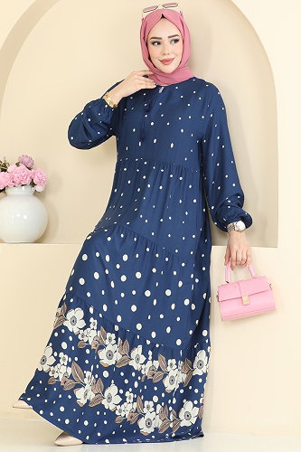 moda selvim Dress 5576ZNNK1102 Indigo - Thumbnail