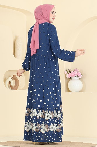 moda selvim Dress 5576ZNNK1102 Indigo - Thumbnail