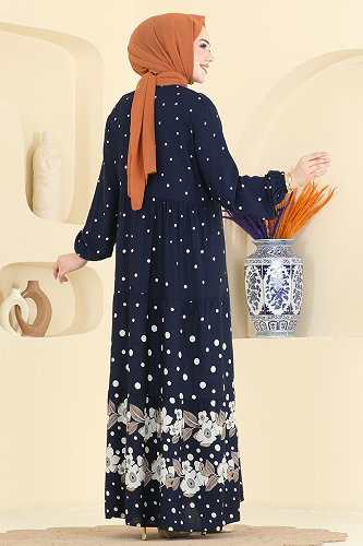 moda selvim Dress 5576ZNNK1102 Navy Blue - Thumbnail