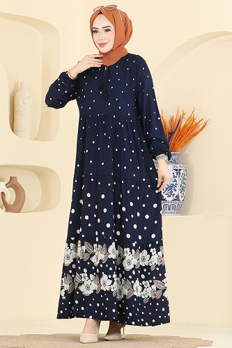 moda selvim الفستان كحلي 5576ZNNK1102 - Thumbnail