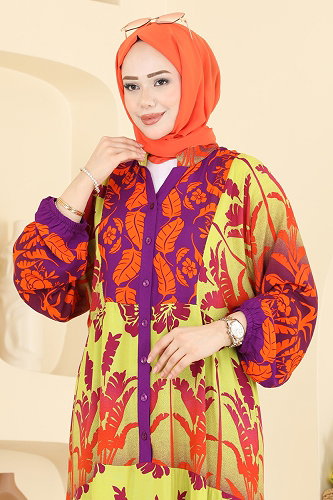 moda selvim Dress 5577ZNNK1102 Yellow - Thumbnail