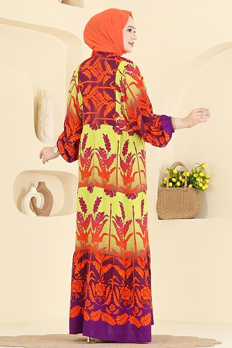 moda selvim Dress 5577ZNNK1102 Yellow - Thumbnail