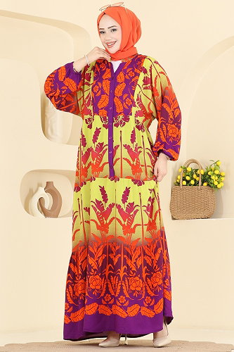 moda selvim الفستان أصفر 5577ZNNK1102 - Thumbnail