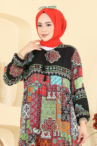 moda selvim الفستان أسود 5578ZNNK1102 - Thumbnail