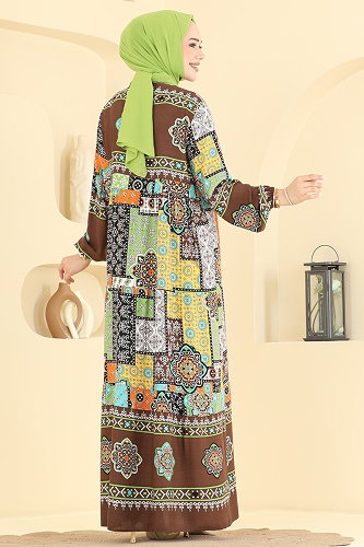 moda selvim Dress 5578ZNNK1102 Brown - Thumbnail