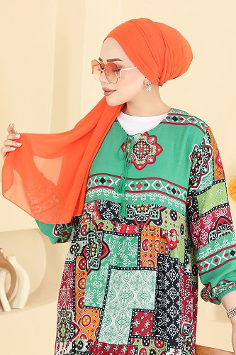 moda selvim Dress 5578ZNNK1102 Green - Thumbnail