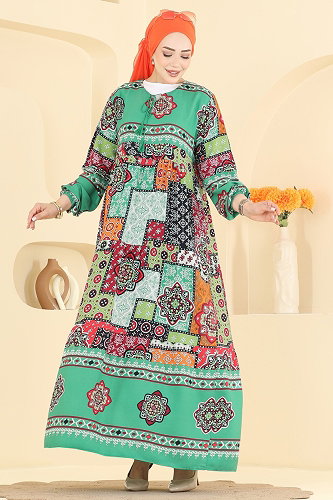 moda selvim Dress 5578ZNNK1102 Green - Thumbnail