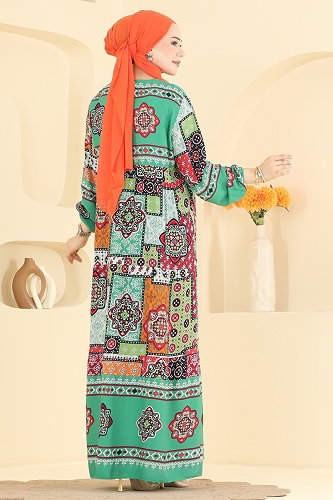 moda selvim Dress 5578ZNNK1102 Green - Thumbnail