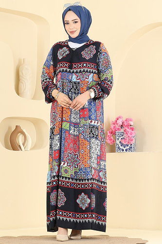 moda selvim Dress 5578ZNNK1102 Navy Blue - Thumbnail