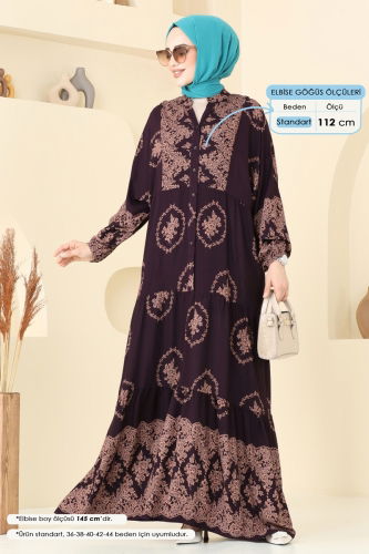 moda selvim Dress 5585ZNNK1102 Damson - Thumbnail