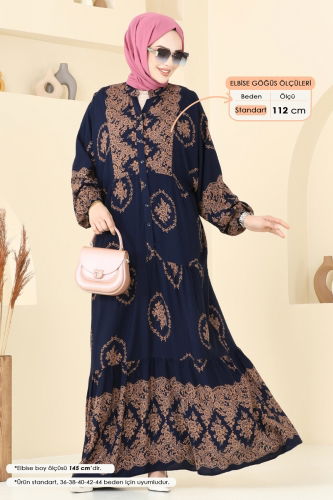 moda selvim الفستان كحلي 5585ZNNK1102 - Thumbnail