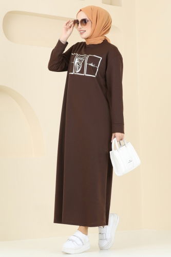 moda selvim Dress 5589ZNN863 Brown - Thumbnail