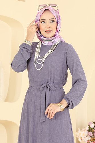 moda selvim Dress 5589ZNNK1102 Lilac - Thumbnail