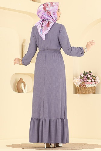 moda selvim Dress 5589ZNNK1102 Lilac - Thumbnail