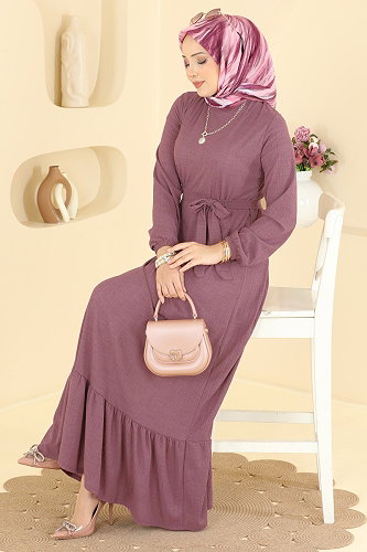moda selvim Dress 5589ZNNK1102 Rose Dried - Thumbnail