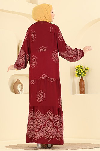 moda selvim الفستان خمري 5590ZNNK1102 - Thumbnail