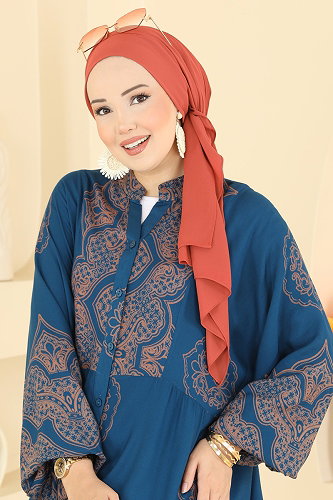 moda selvim الفستان بترولي 5590ZNNK1102 - Thumbnail