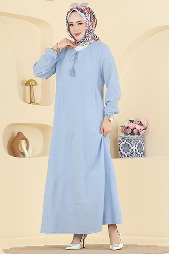 moda selvim Dress 5591ZNNK1102 Baby Blue - Thumbnail