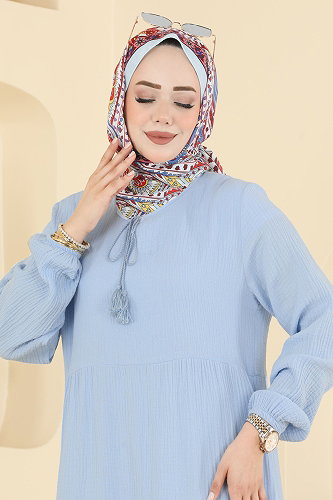 moda selvim Dress 5591ZNNK1102 Baby Blue - Thumbnail