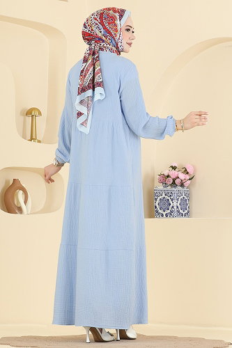 moda selvim Dress 5591ZNNK1102 Baby Blue - Thumbnail
