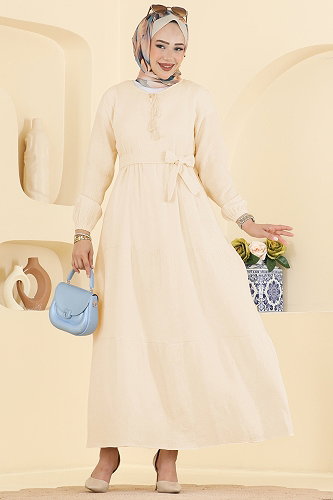 moda selvim Dress 5591ZNNK1102 Cream - Thumbnail